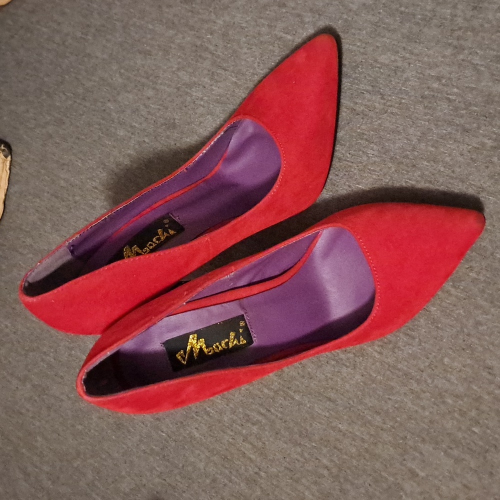 Red suede heels